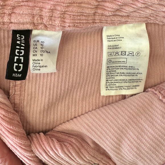 DIVIDED H&M Short skirt Pink/corduroy - Ladies Size 10 - Picture 9 of 9